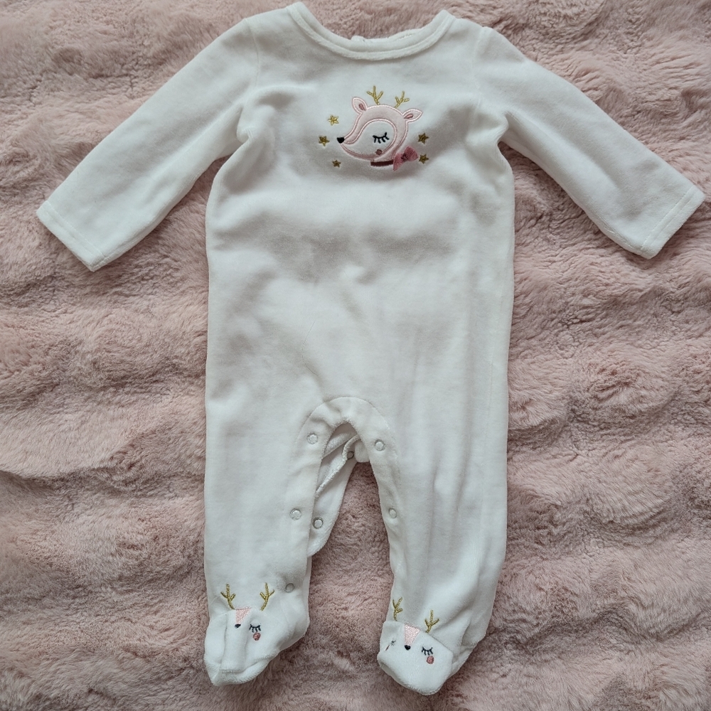 First Impressions Baby Girl Pajamas Size 3 To 6 Month Reindeer Detail